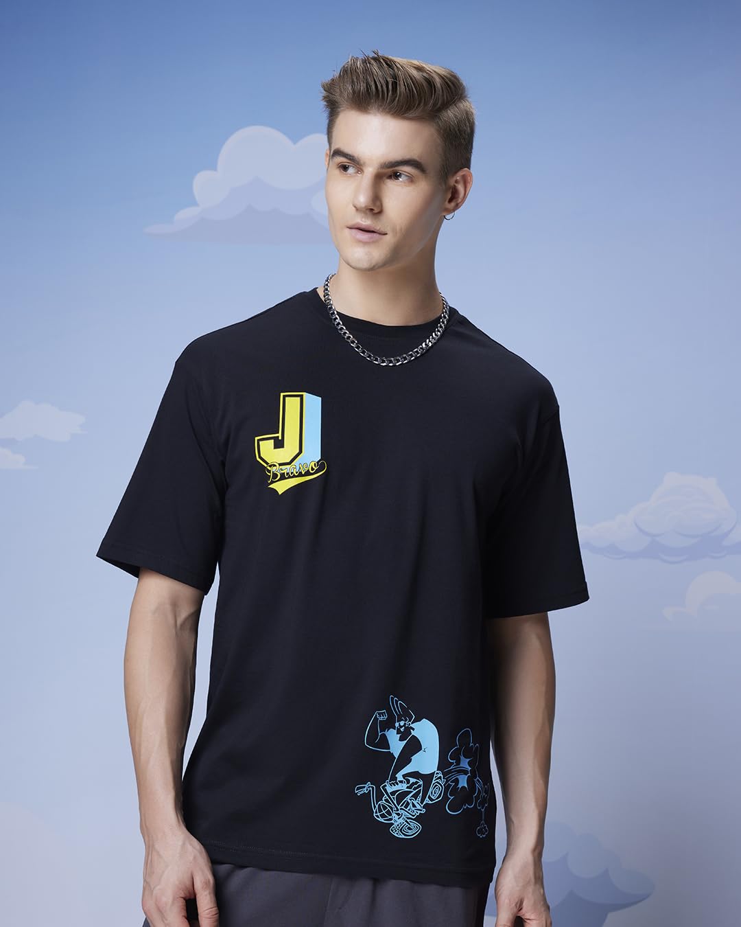 Johnny Bravo Oversized Graphic T-Shirt
