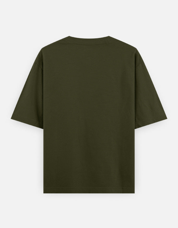 RAJIRU Olive Green oversized classic T-shirt back view
