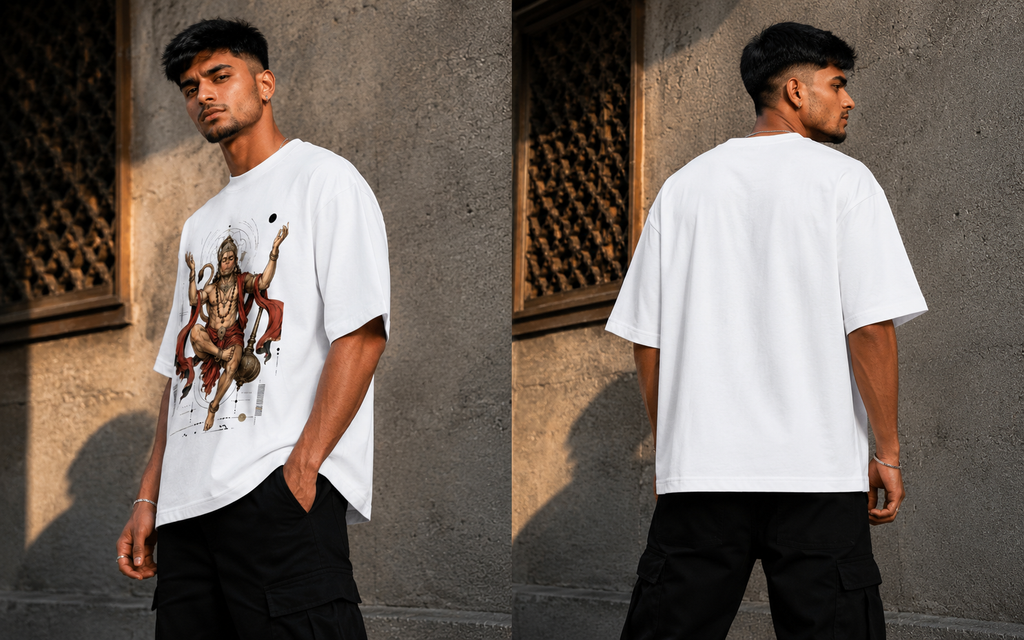 RAJIRU Divine Warrior Hanuman oversized T-shirt detail image
