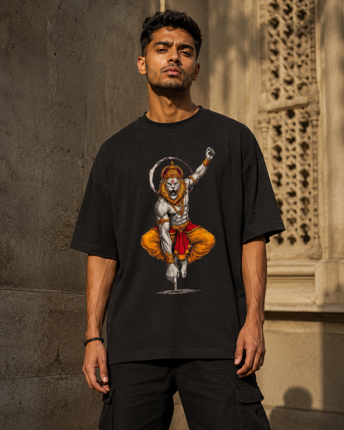 RAJIRU Veer Hanuman Divine Strength oversized T-shirt product image
