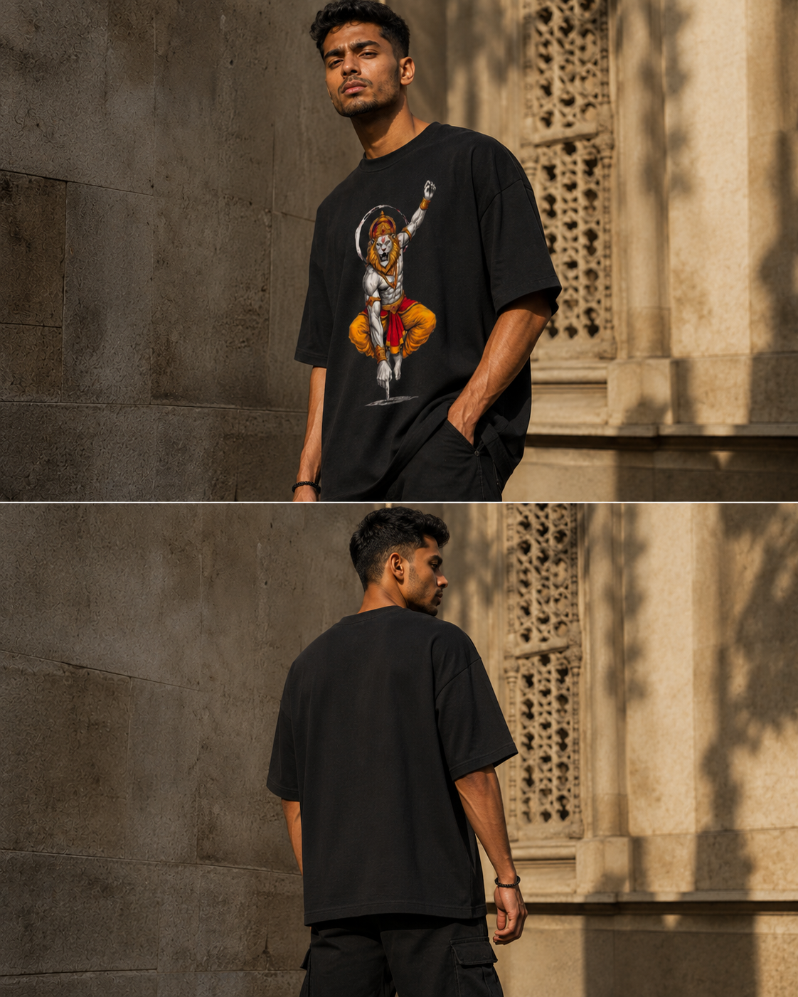RAJIRU Veer Hanuman Divine Strength oversized T-shirt detail image