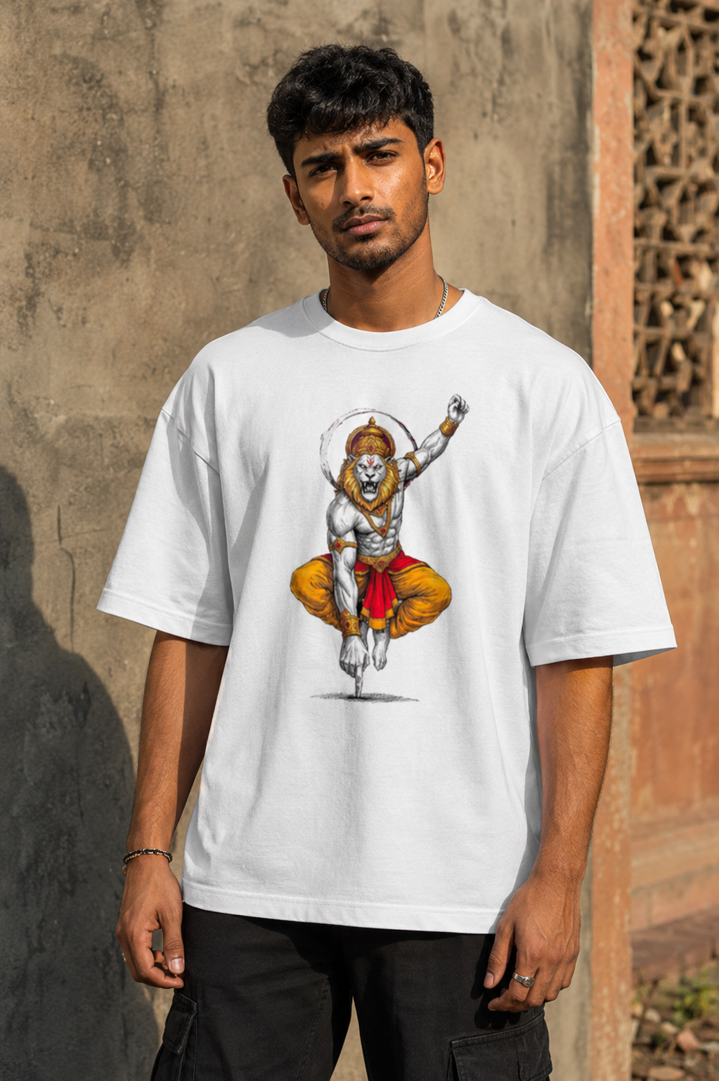 RAJIRU Veer Hanuman Divine Strength oversized T-shirt product image 2