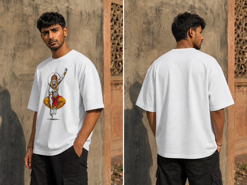 RAJIRU Veer Hanuman Divine Strength oversized T-shirt product image 3