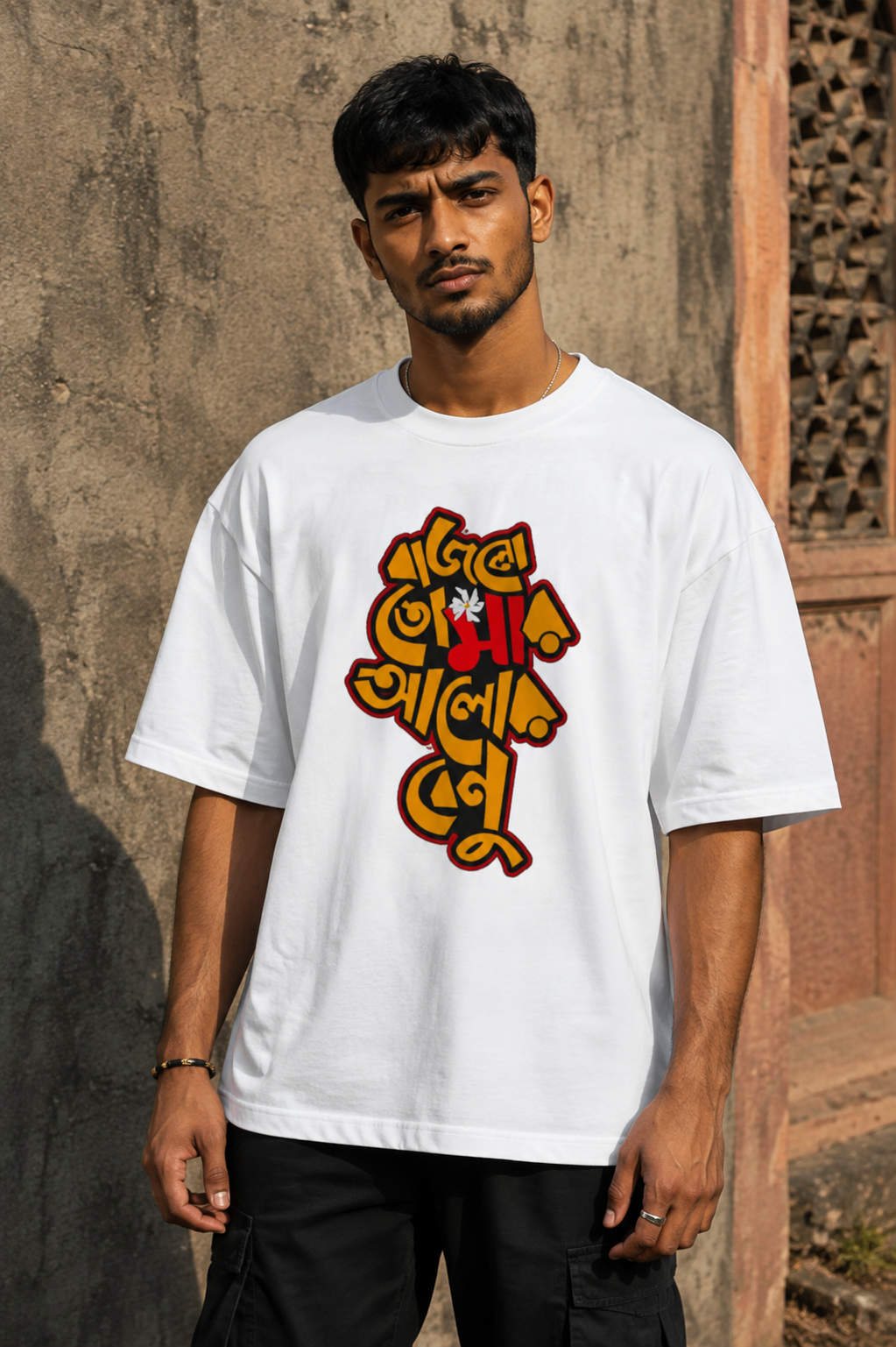 RAJIRU Bold Indian Script oversized graphic T-shirt product image