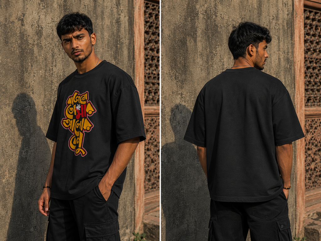 RAJIRU Bold Indian Script oversized graphic T-shirt product image 3
