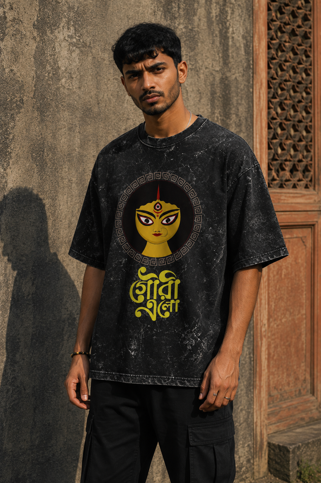 RAJIRU Divine Power acid wash oversized graphic T-shirt product image