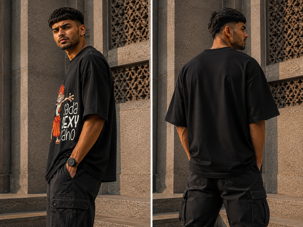 RAJIRU Desi Humor oversized T-shirt back view