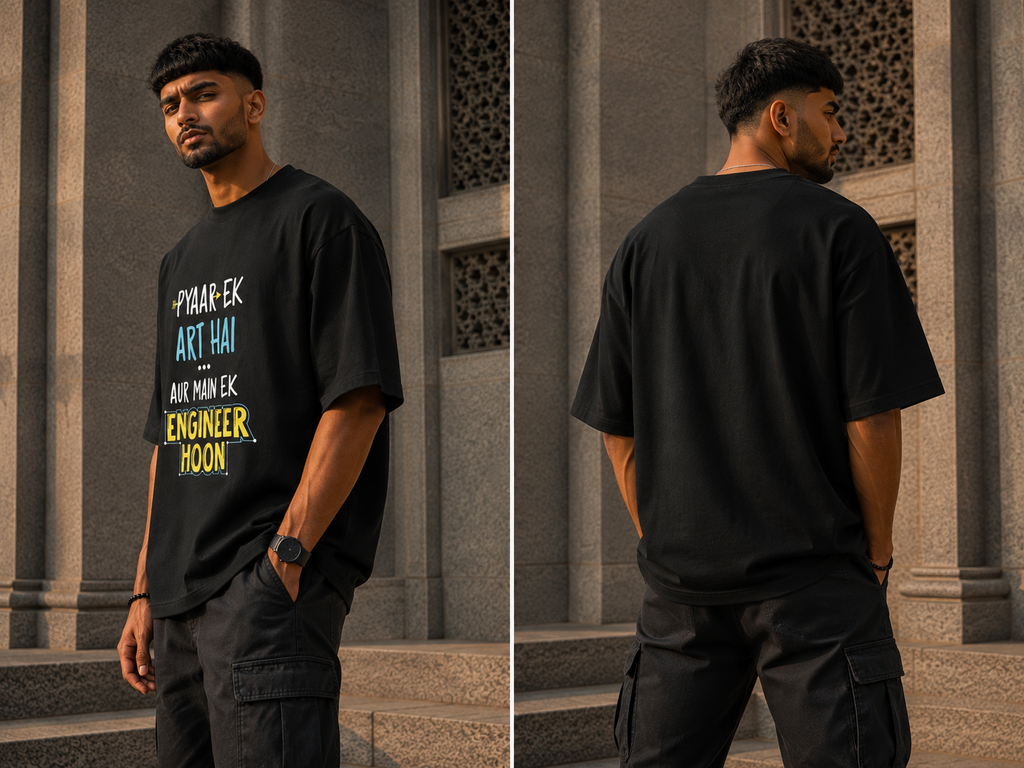 RAJIRU Engineer Hoon oversized T-shirt back view