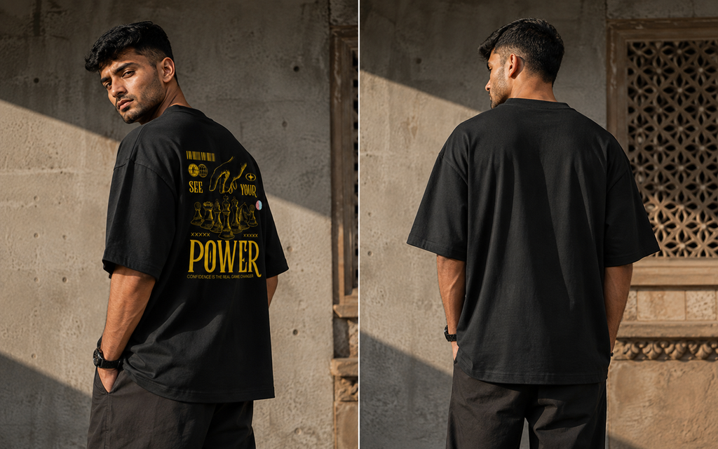 RAJIRU Power Within oversized T-shirt back view