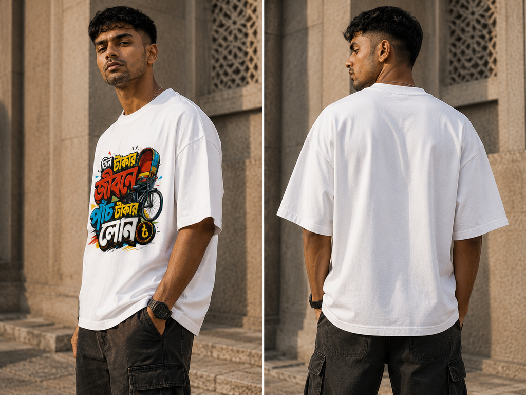 RAJIRU Bengali oversized graphic T-shirt detail image