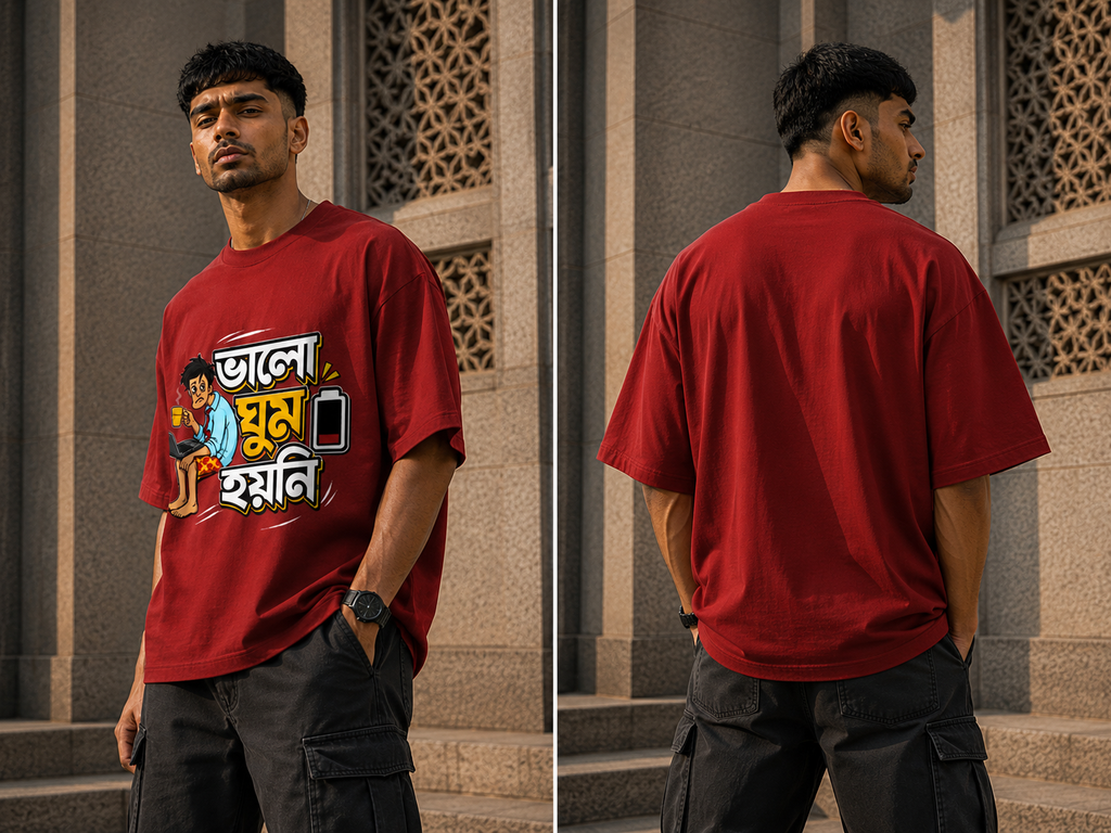 RAJIRU Bengali Funny oversized T-shirt back view
