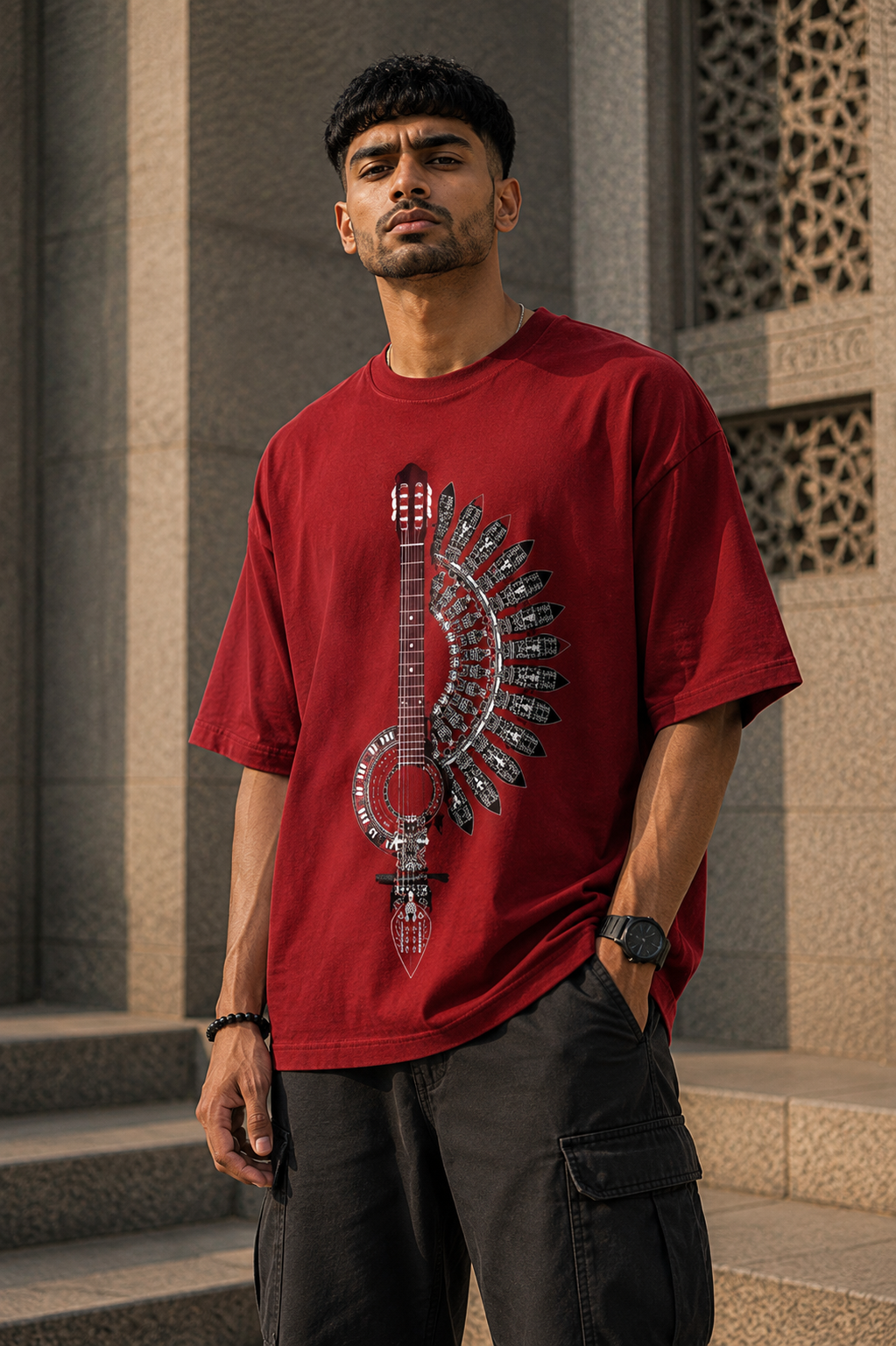 RAJIRU Indian Folk Music Guitar graphic T-shirt