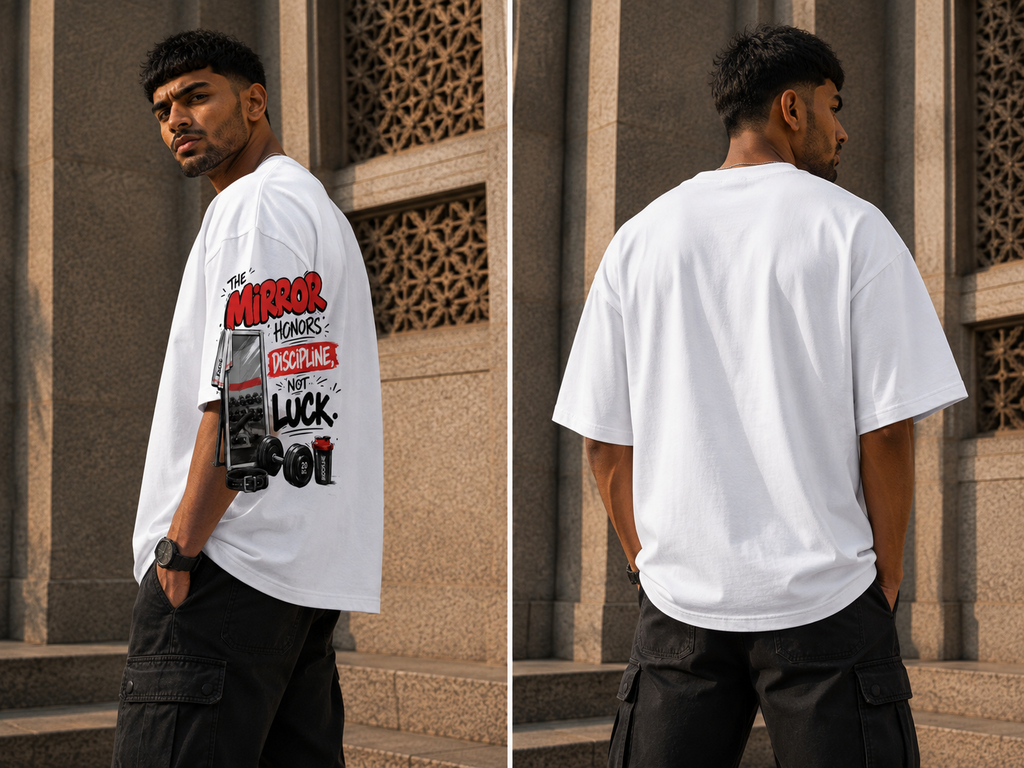 RAJIRU Gym Motivation oversized T-shirt back view