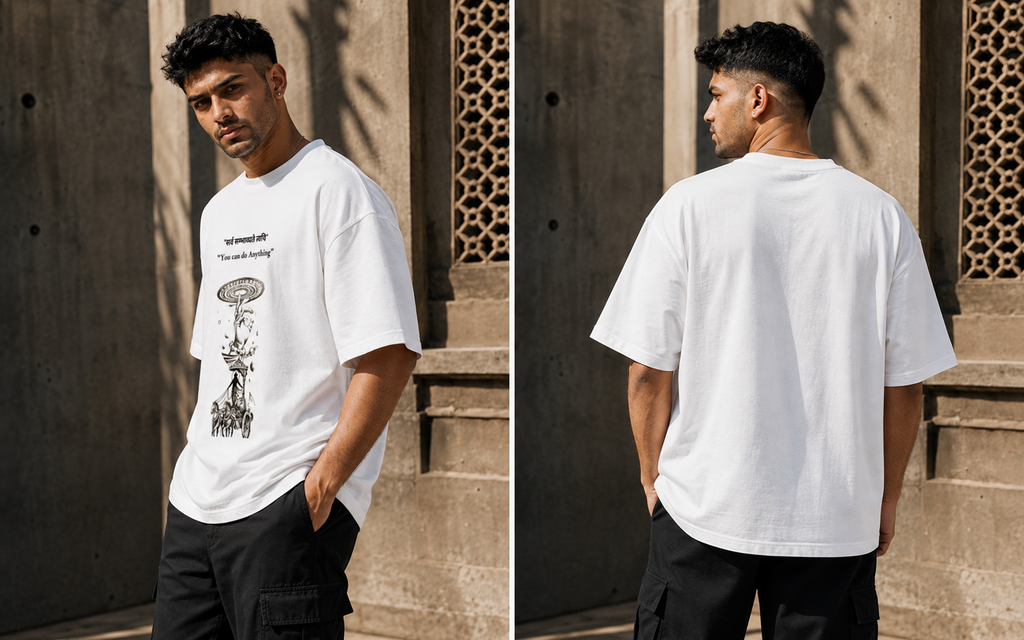 RAJIRU Kurukshetra oversized graphic T-shirt detail image