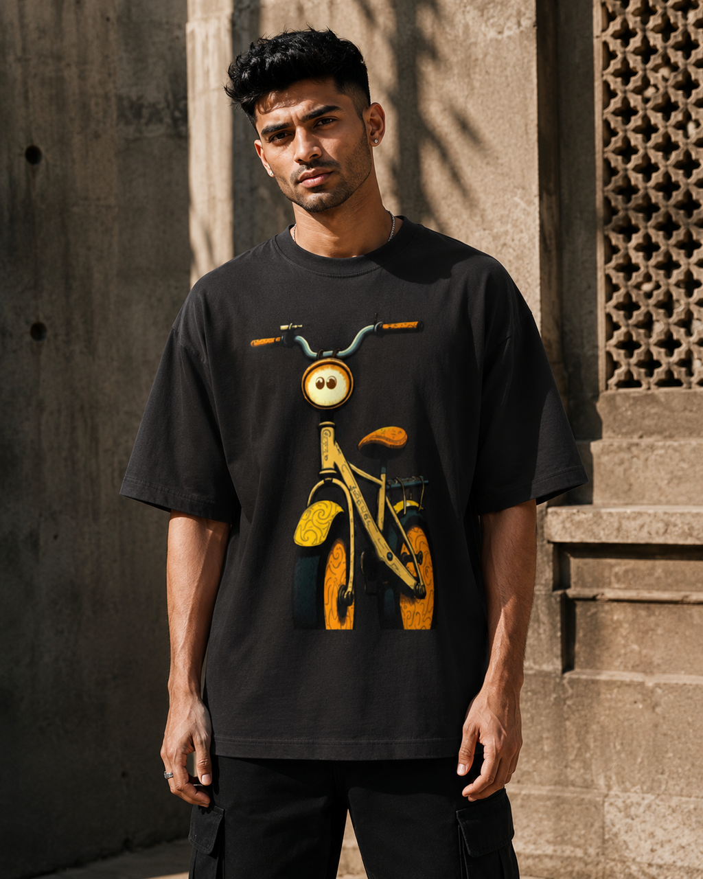 RAJIRU Vintage Bicycle oversized graphic T-shirt product image
