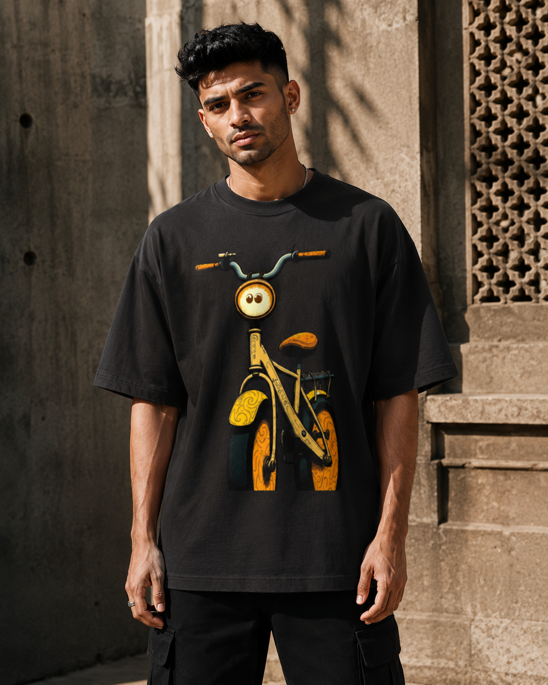 RAJIRU Vintage Bicycle oversized graphic T-shirt product image