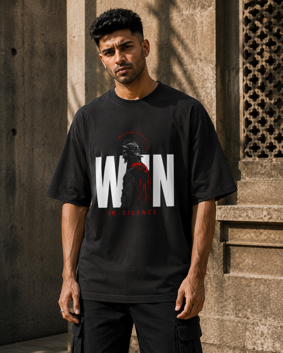 RAJIRU Minimalist Warrior oversized graphic T-shirt product image