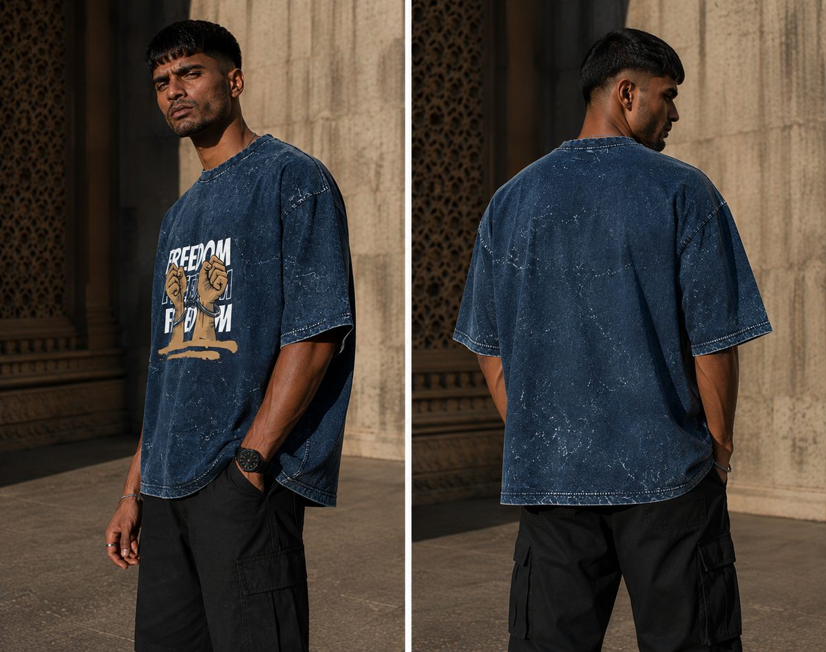 RAJIRU Freedom Unchained vintage oversized graphic T-shirt detail image