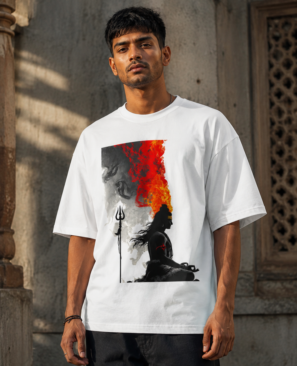 RAJIRU Mahadev Eternal Flame oversized graphic T-shirt product image