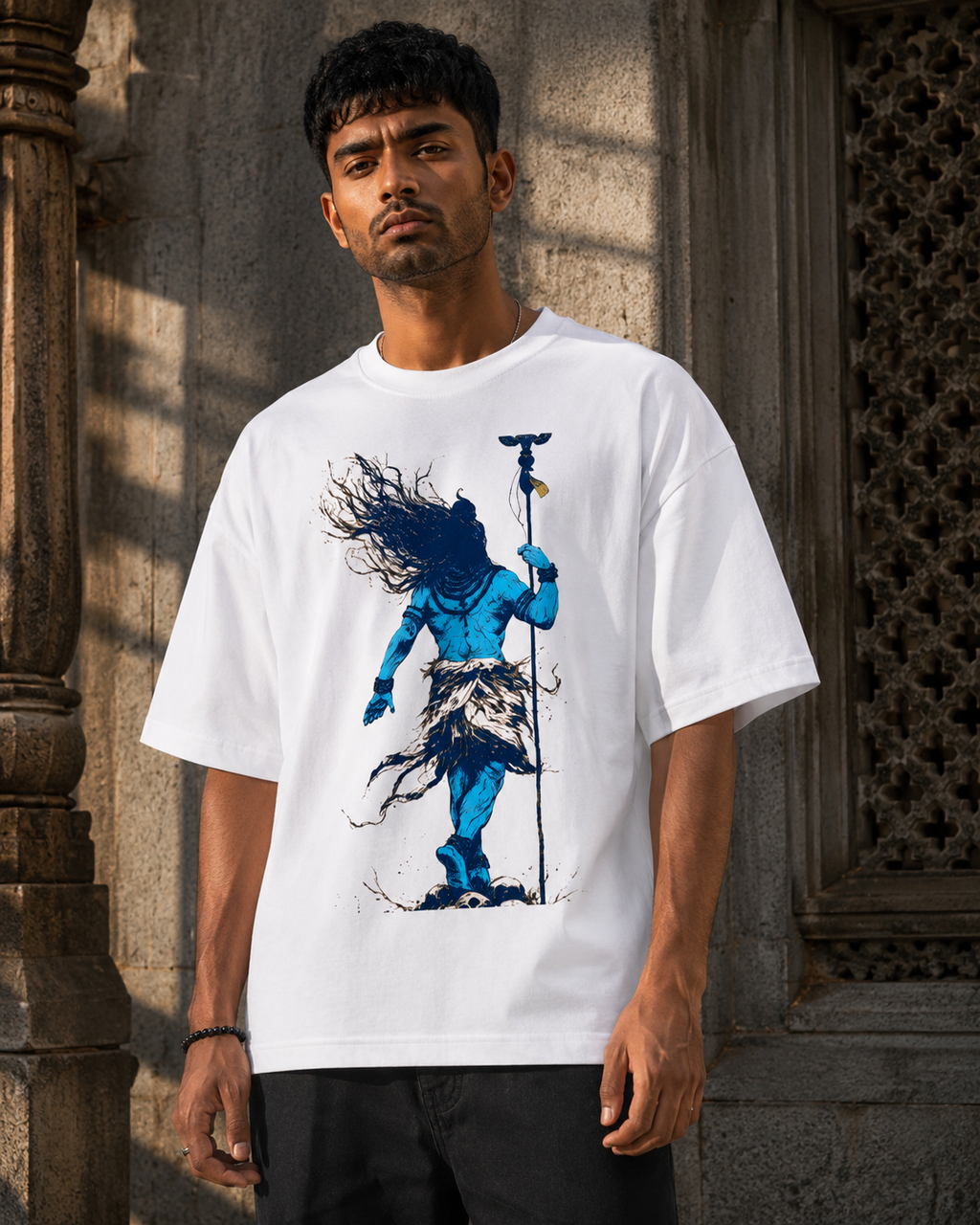 RAJIRU Mahadev Blue Spirit oversized graphic T-shirt product image