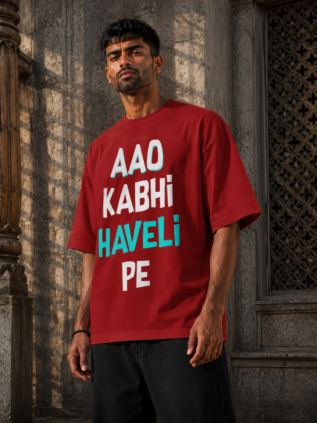RAJIRU Aao Kabhi Haveli Pe oversized graphic T-shirt product image