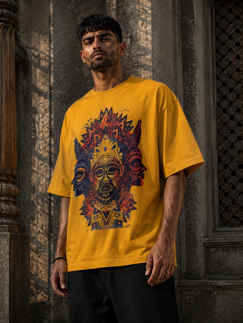 RAJIRU Divine Mask Shakti oversized graphic T-shirt product image