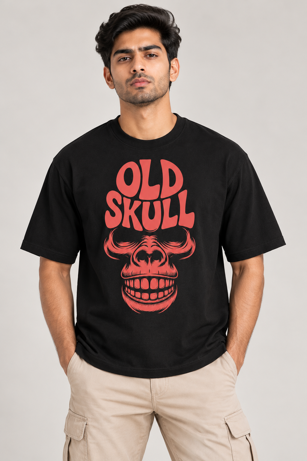 RAJIRU Old Skull Graphic T-Shirt
