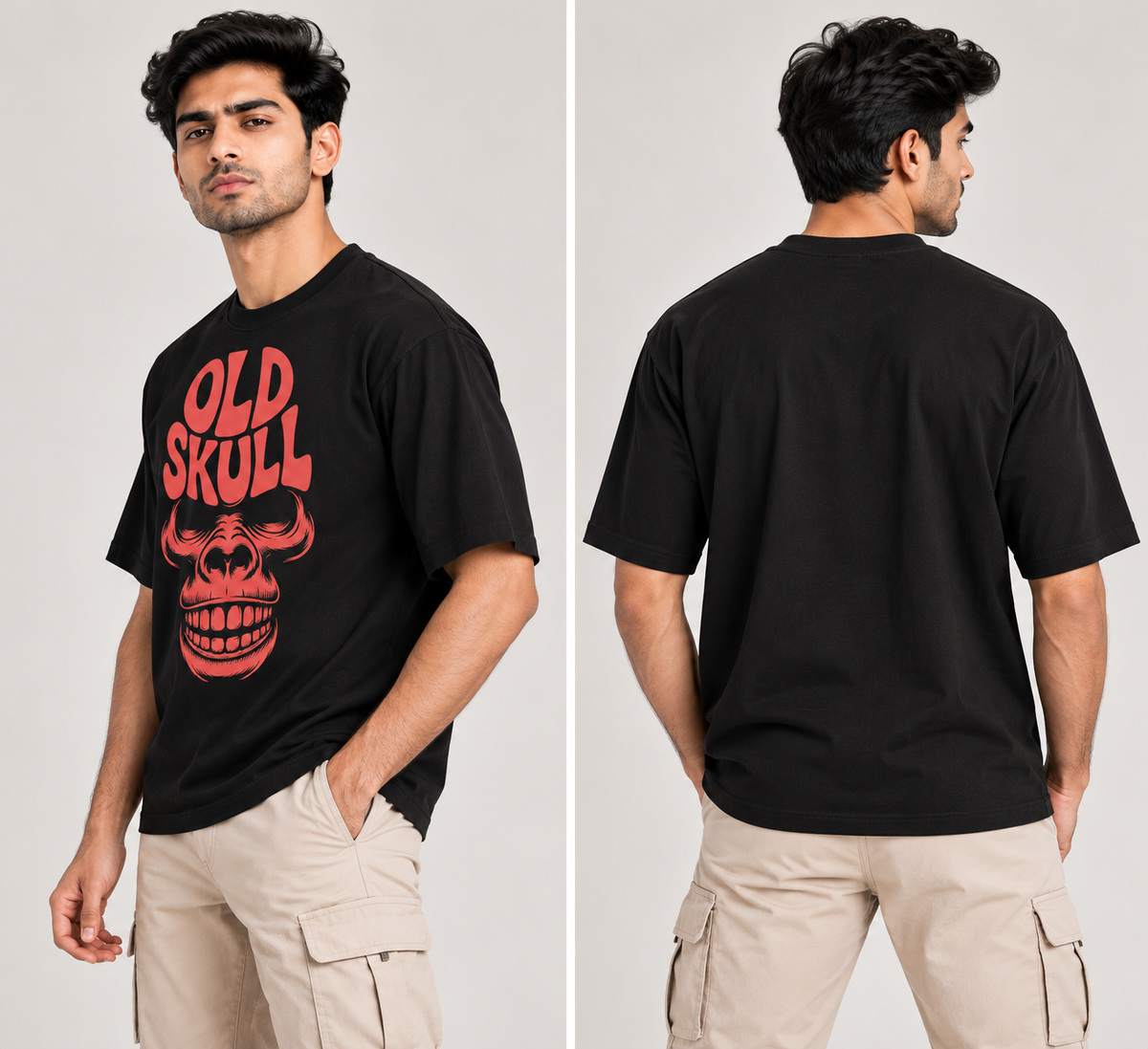 RAJIRU Old Skull Graphic T-Shirt