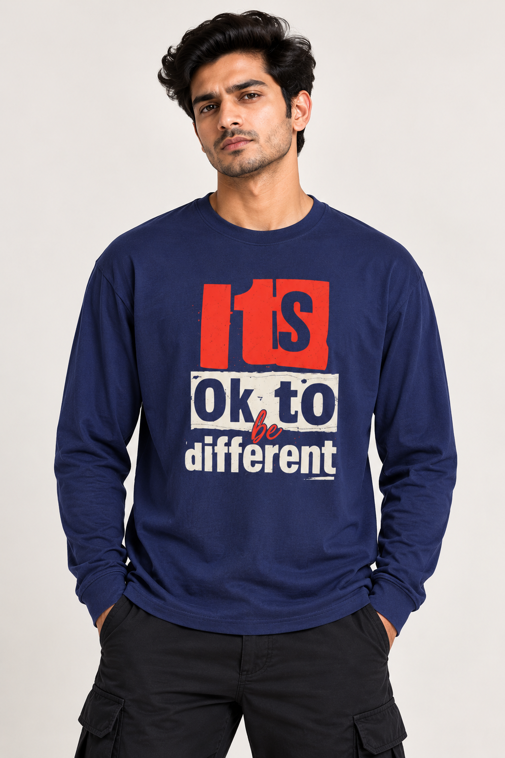 It’s OK to Be Different Full Sleeve Graphic T-Shirt