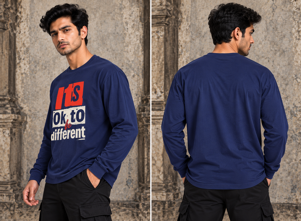 It’s OK to Be Different Full Sleeve Graphic T-Shirt