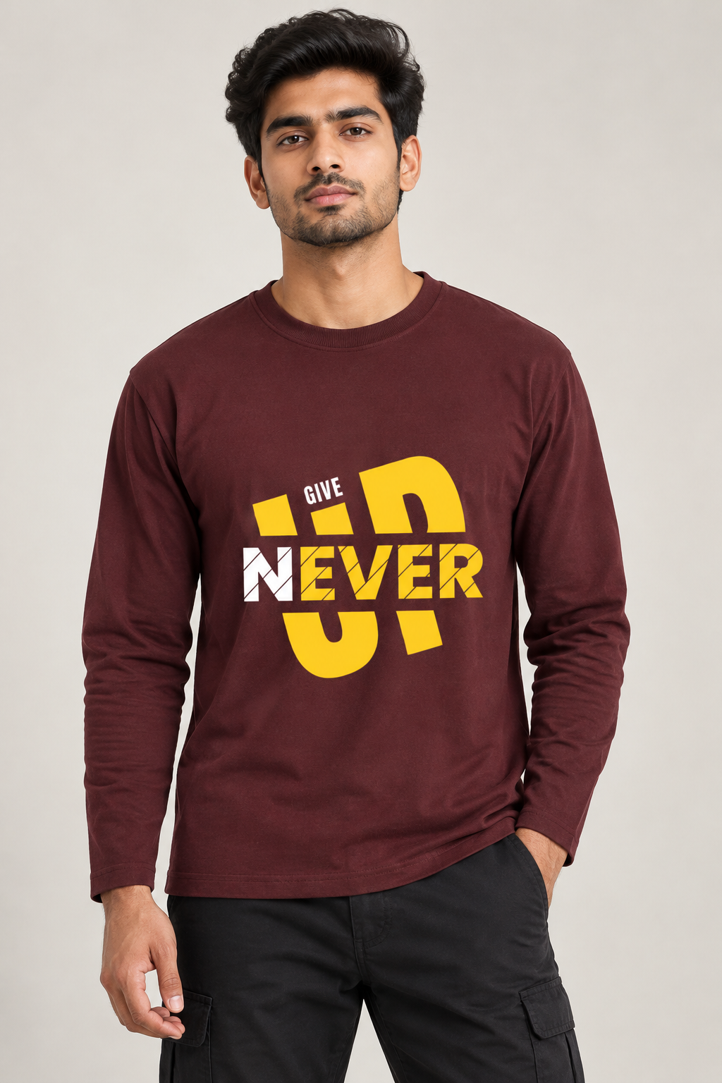 Never Give Up Long Sleeve Graphic T-Shirt