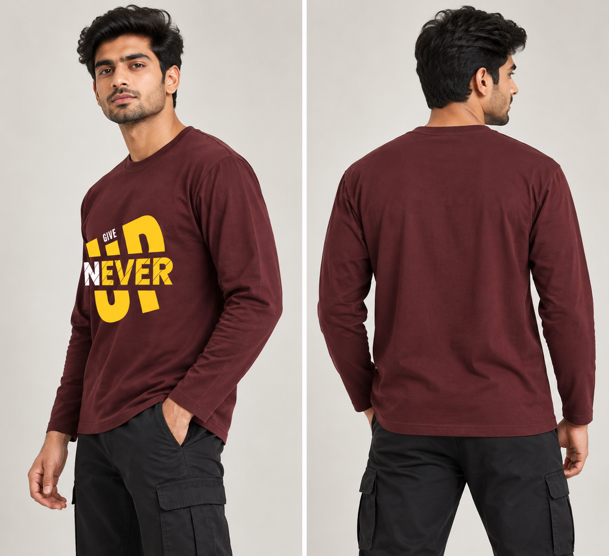 Never Give Up Long Sleeve Graphic T-Shirt