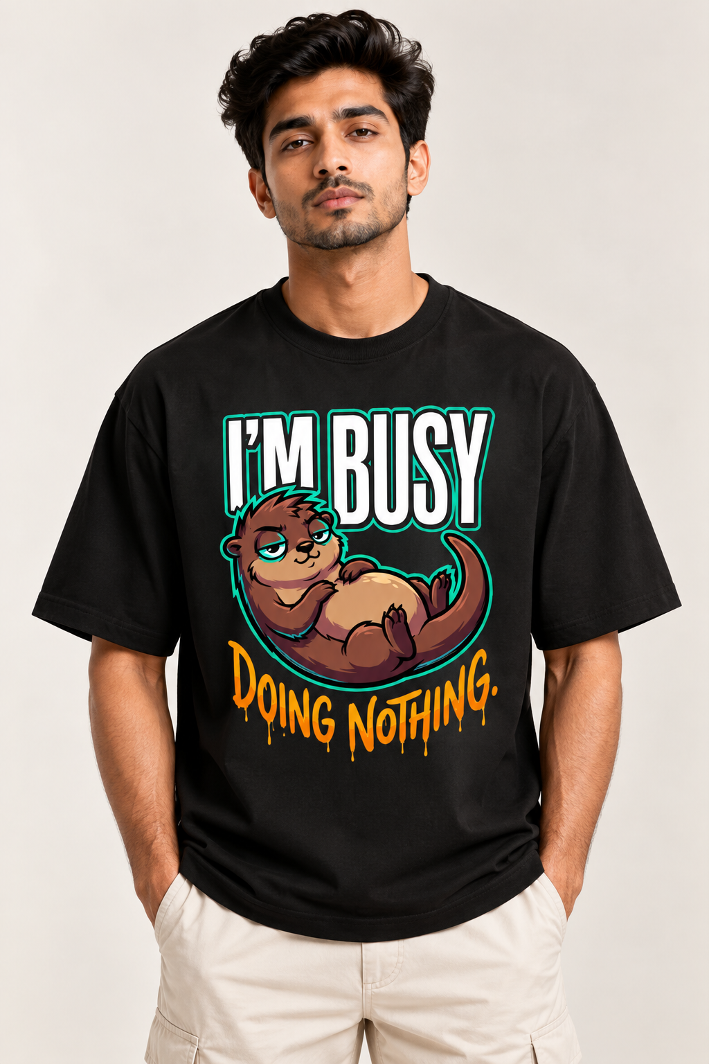 I’m Busy Doing Nothing Oversized Graphic T-Shirt