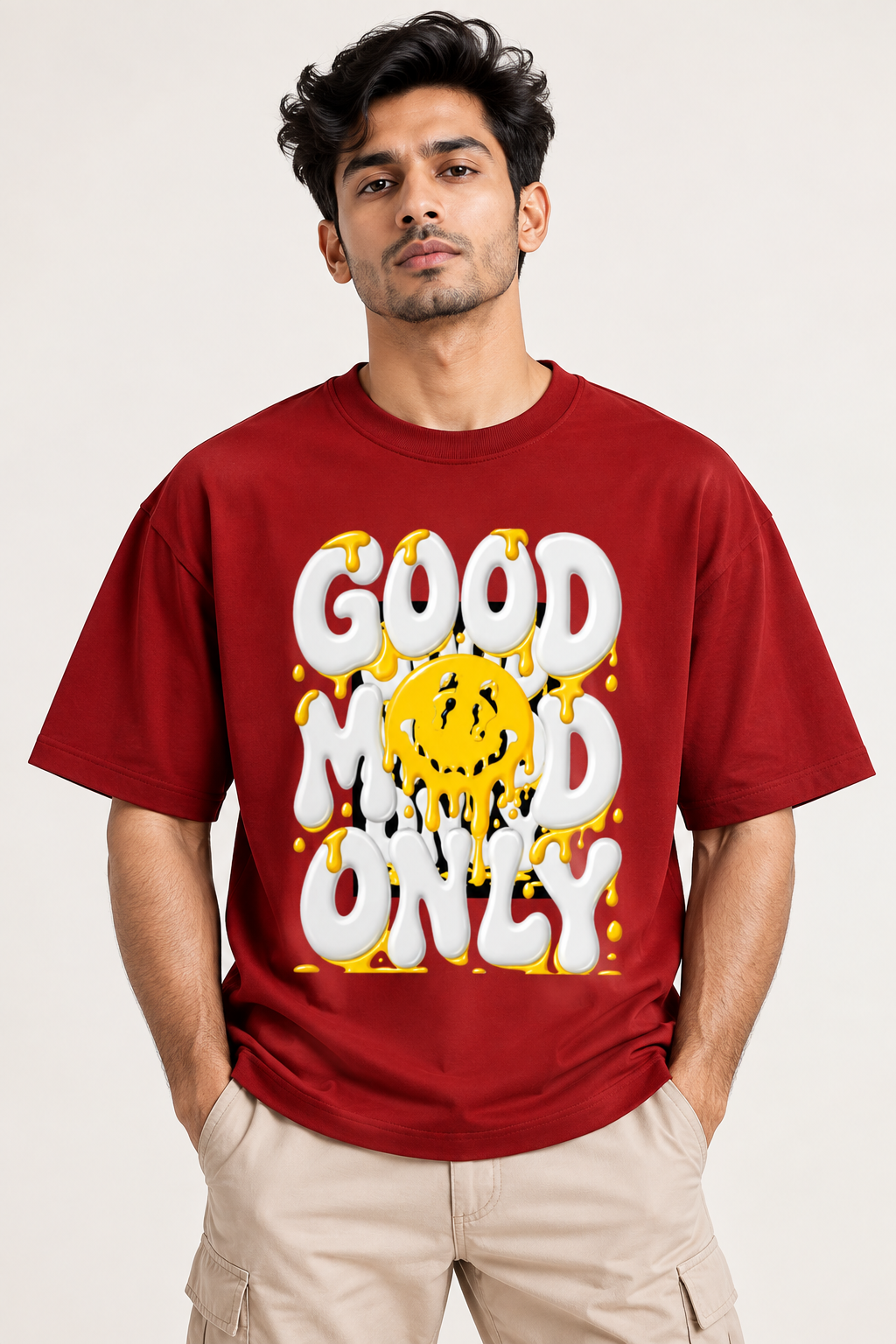 RAJIRU Good Mood Only Oversized Graphic T-Shirt