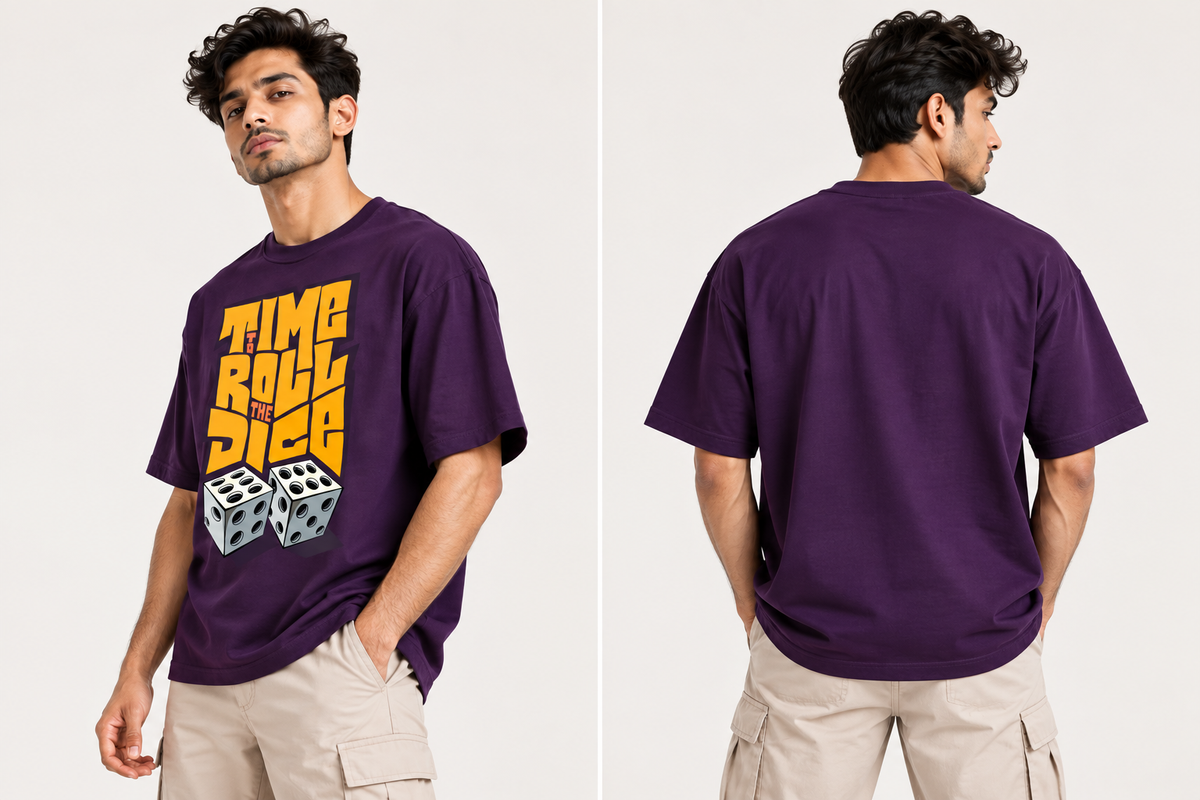RAJIRU Time to Roll the Dice Oversized Graphic T-Shirt
