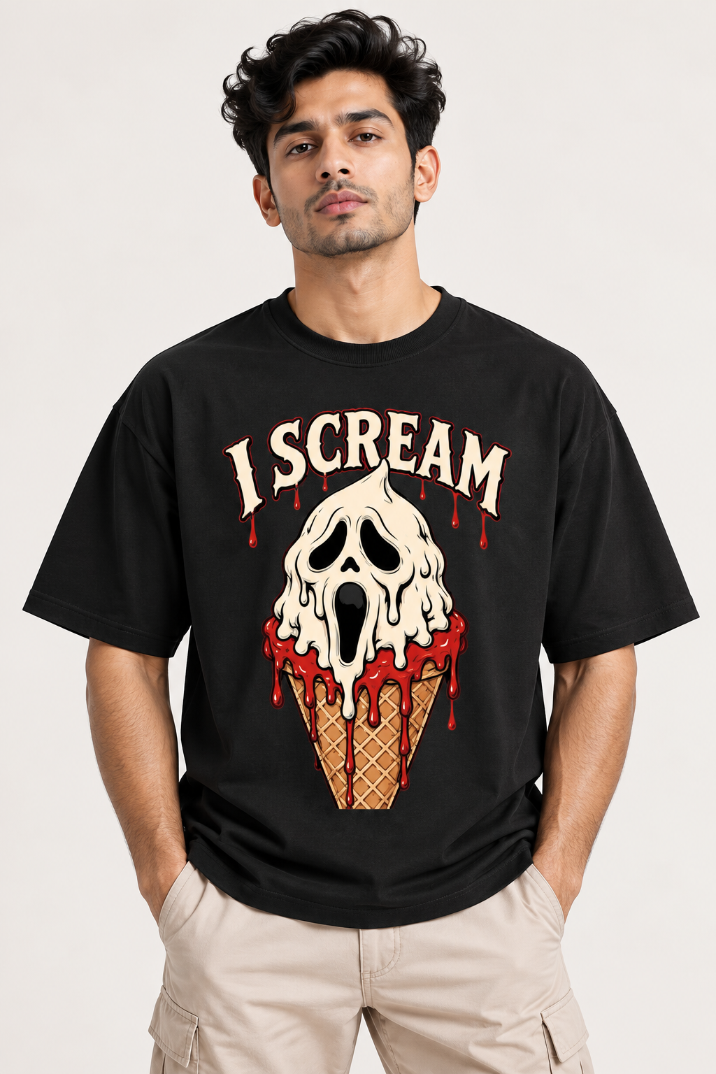 RAJIRU  Scream Ice Cream Oversized Graphic T-Shirt