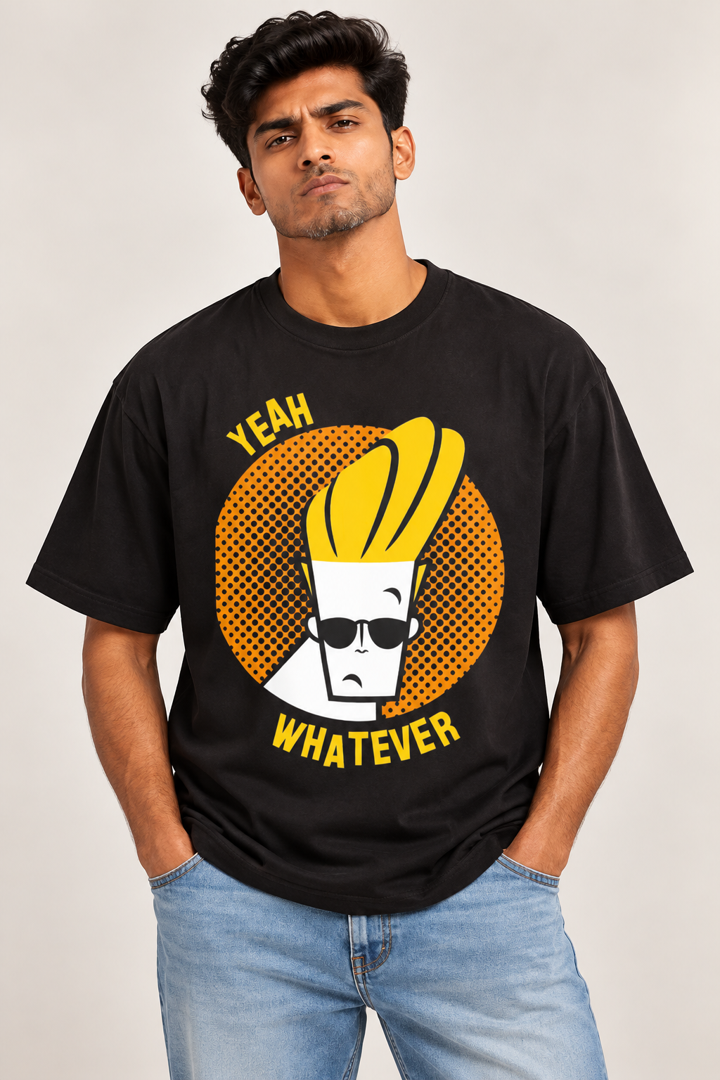 Yeah Whatever Retro Cartoon Graphic T-Shirt