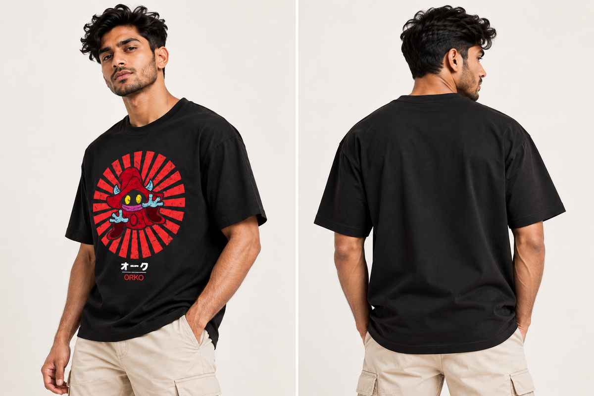 ORKO Red Sunburst Oversized Graphic T-Shirt