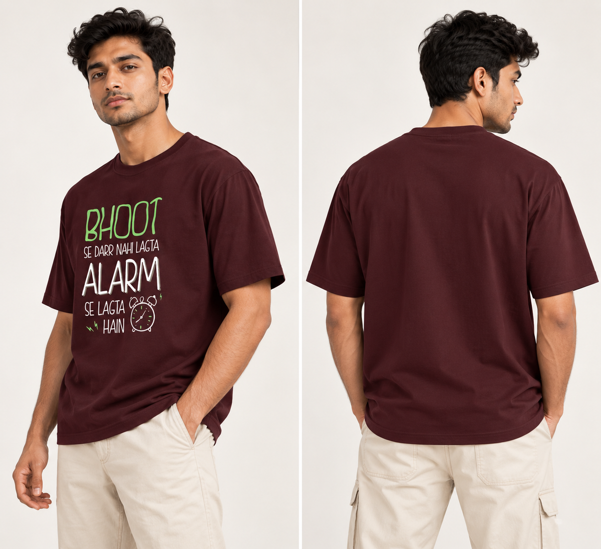 Bhoot Se Darr Nahi Lagta Oversized Graphic T-Shirt