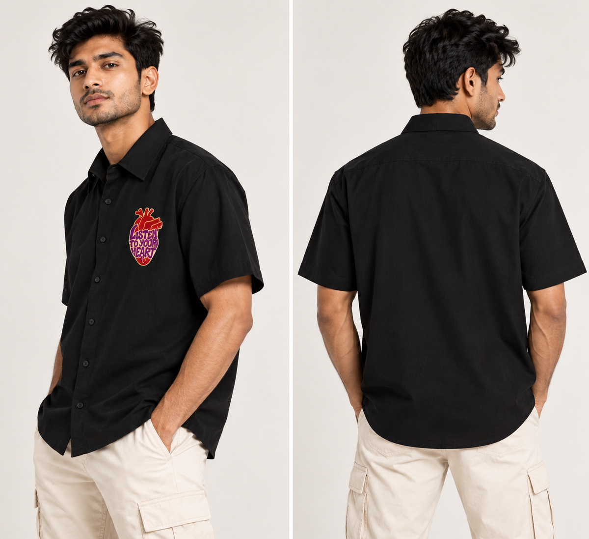 Listen To Your Heart Black Graphic Shirt