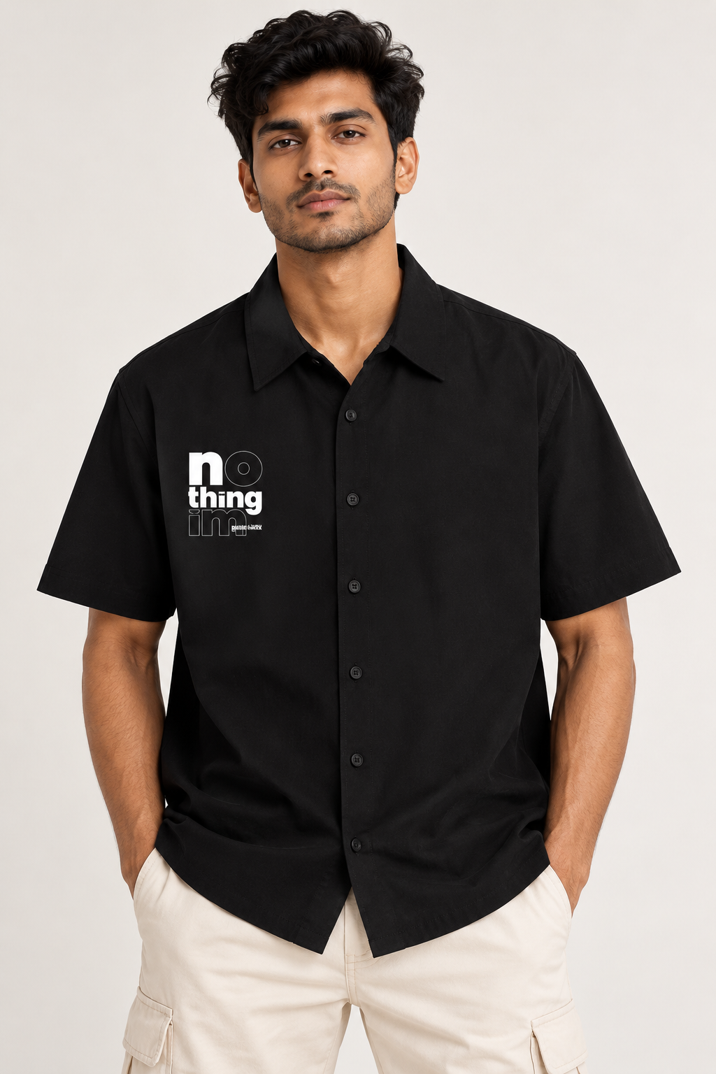 RAJIRU NOTHING Black Graphic Shirt