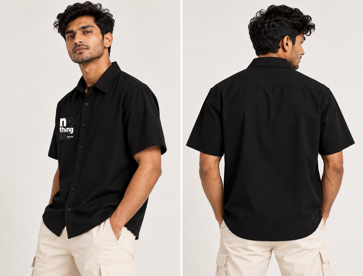 RAJIRU NOTHING Black Graphic Shirt
