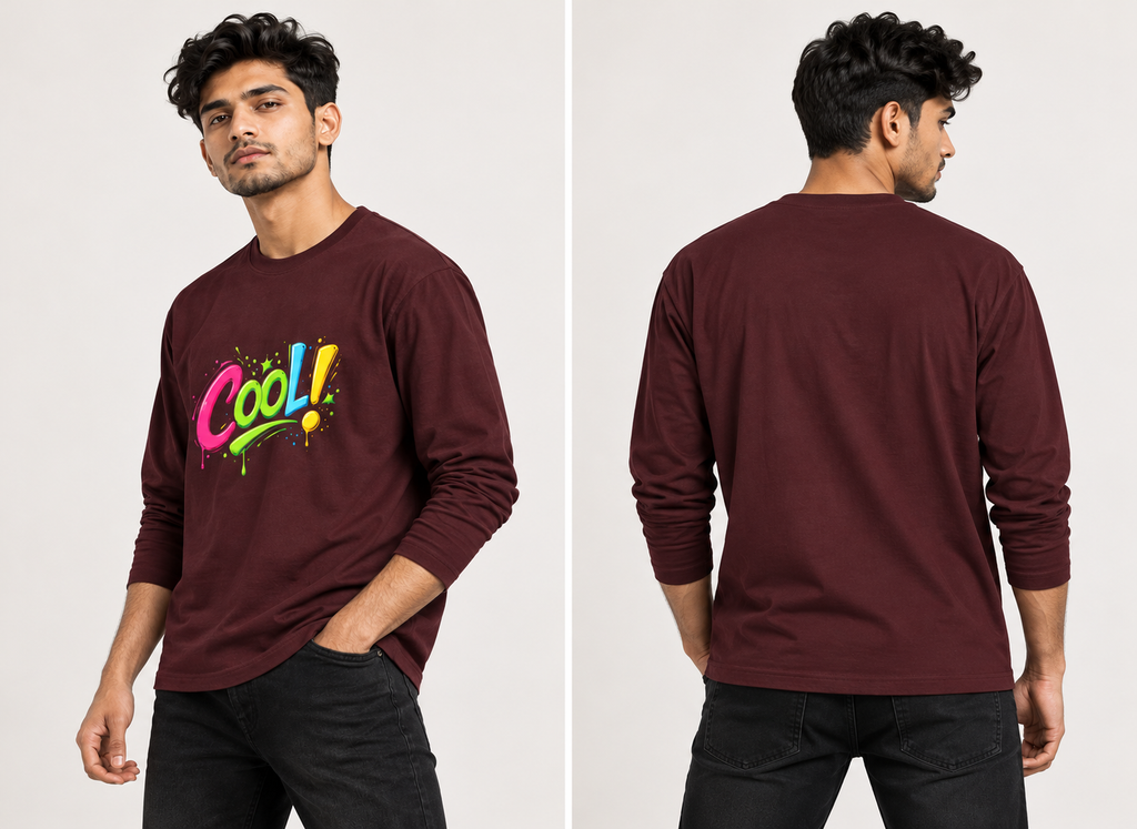RAJIRU Cool! Graphic Full Sleeve Graphic T-Shirt