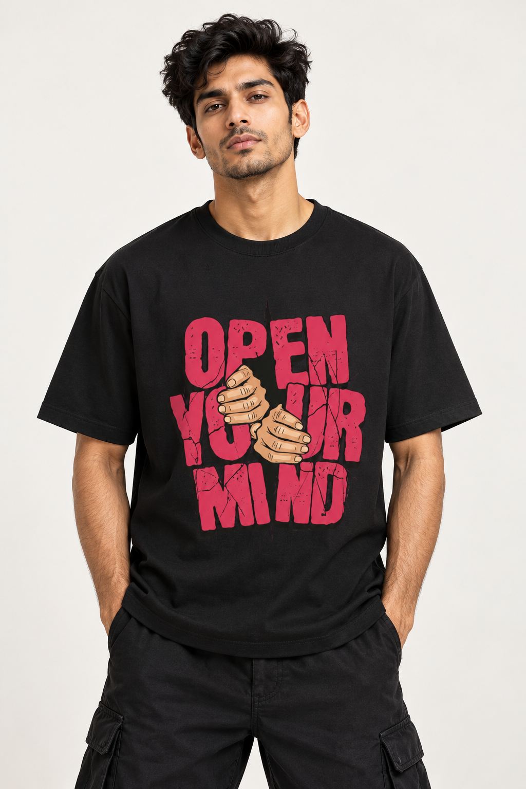 RAJIRU Open Your Mind Oversized Graphic T-Shirt