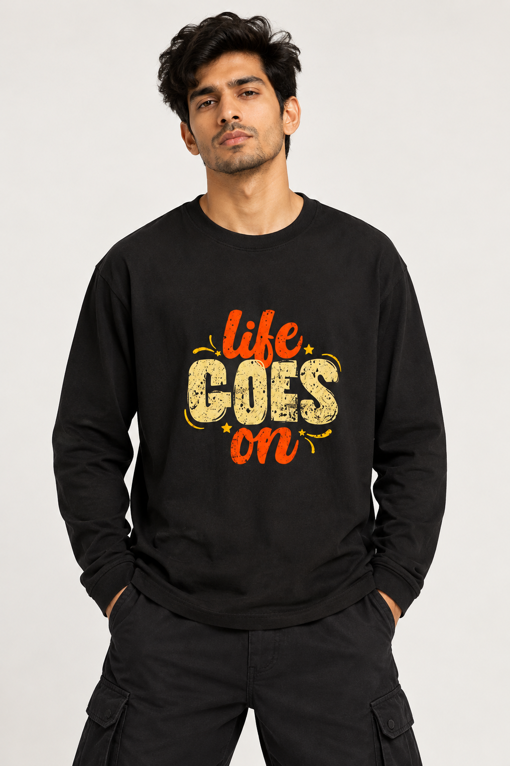 RAJIRU Life Goes On Long Sleeve Graphic T-Shirt
