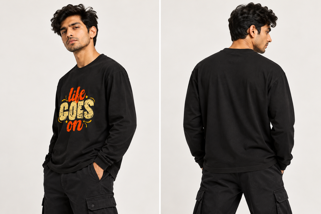 RAJIRU Life Goes On Long Sleeve Graphic T-Shirt