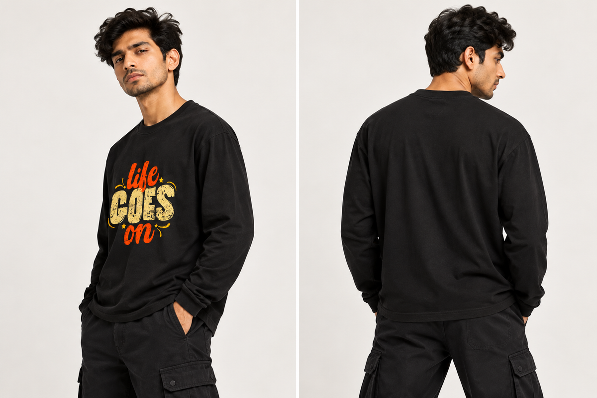 RAJIRU Life Goes On Long Sleeve Graphic T-Shirt