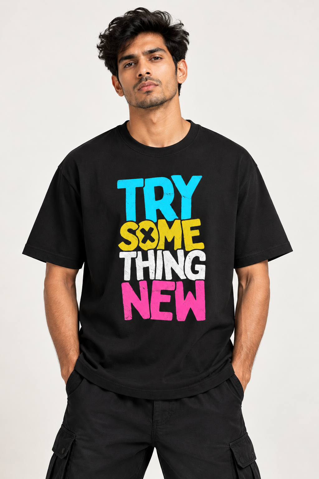 Try Something New Oversized Graphic T-Shirt
