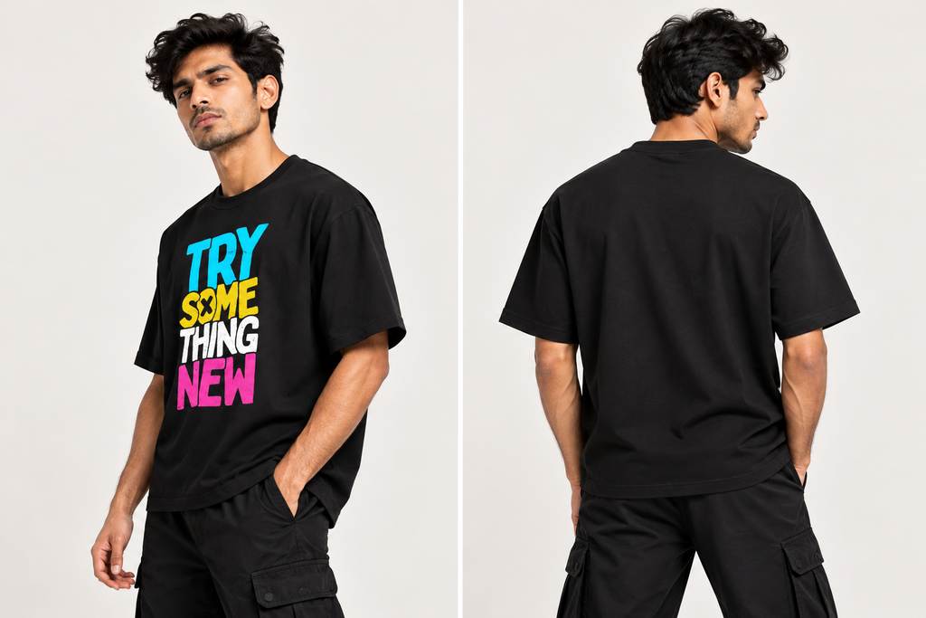 Try Something New Oversized Graphic T-Shirt