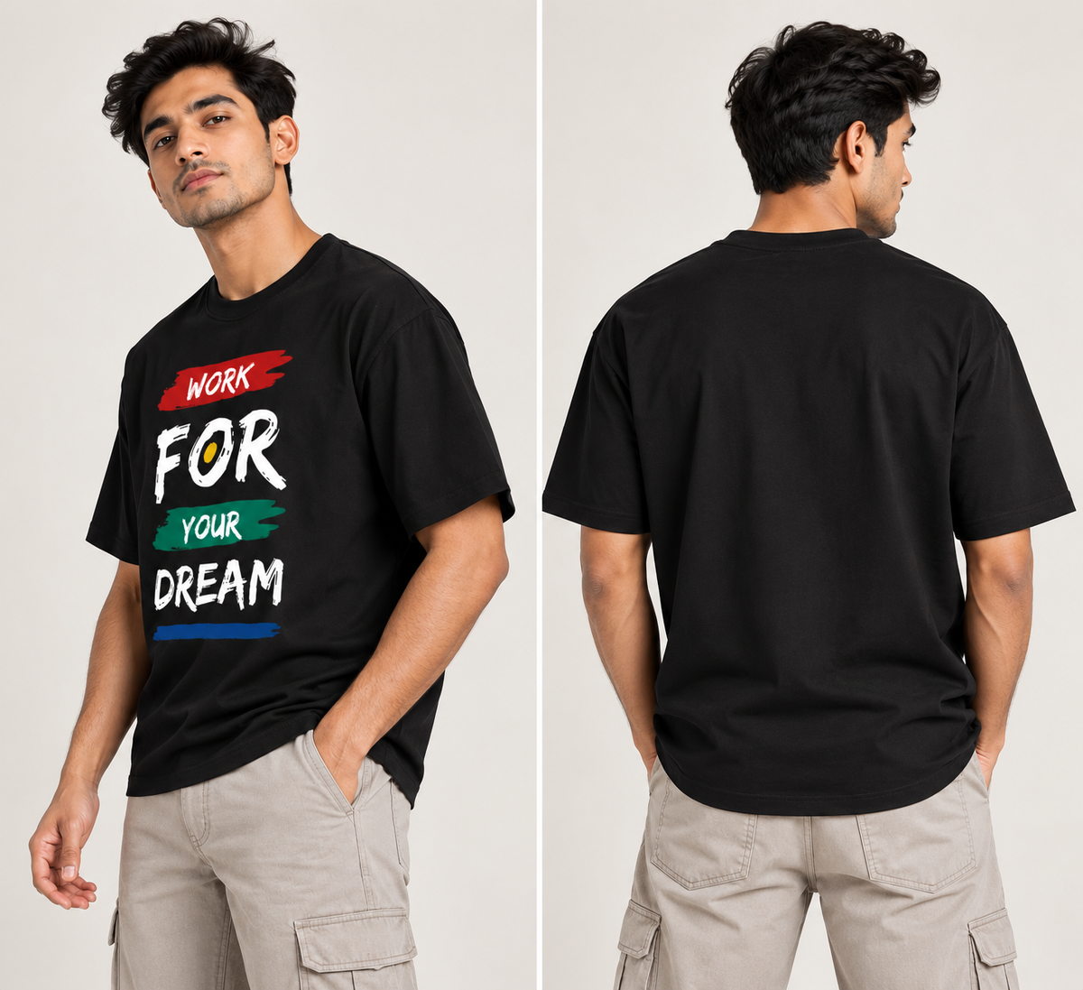WORK FOR YOUR DREAM Oversized Graphic T-Shirt